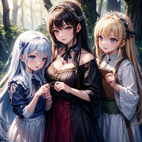 Once upon a time, in a dark forest at night, there were three little sisters named Marie, Lena, and Lily. They were the best of friends and always played together. But one day, Lena started feeling jealous of her sisters. She wanted to be greater than them...