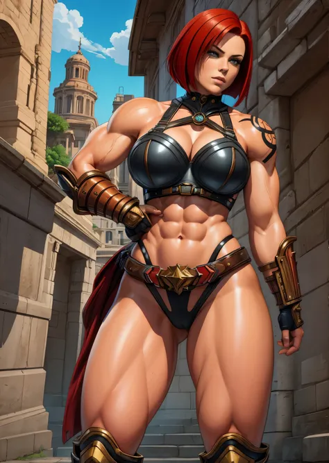 (((of the highest quality: 1.4))),(unparalleled masterpiece ever), (Ultra high definition),(Ultra realistic 8K CG), (((adult body))), (((1girl in))), ((( Bob Shorthair ))), Gladiators with perfect bodies,,Beautiful and well-groomed face,muscular body:1.4,D...