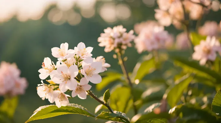 highest quality, soft light, ultra high resolution, (realistic:1.4), RAW photo, cherry blossoms, the morning sun rises