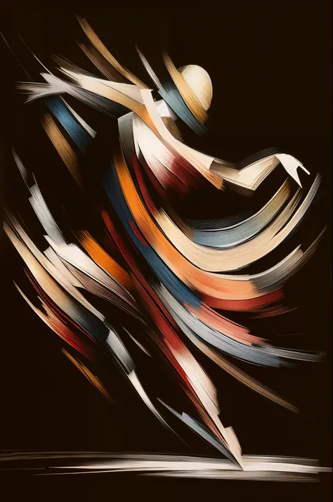 painting of a dancing woman in a long dress, linien und bewegung, an expressive digital painting, gemalte digitale kunst, im sti...