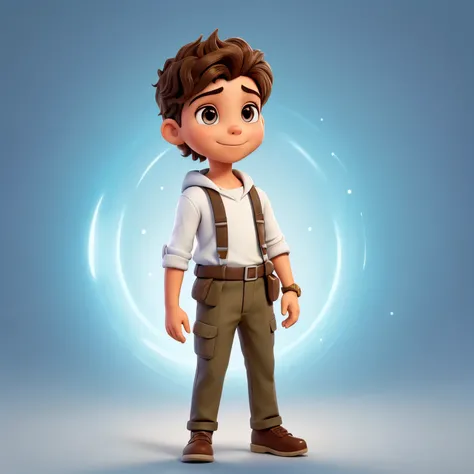 Qualidade de arte original, foto de corpo inteiro, Disney character animation style, menino e  um ao lado do outro,vestidos com trages de soldados,estilo de roupa de camuflagem, Standing posture, hands naturally placed on both sides, olhando para frente, g...