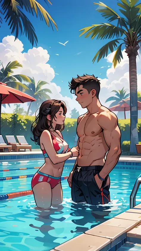 a 18 year old boy and girl in pool party