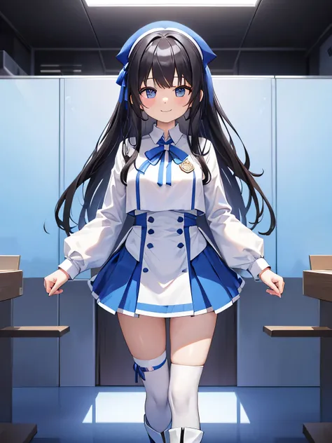 (1) A woman stands in a booth surrounded by pure white partitions on both ends.。. The background is all white cloth. Can this situation be created?? Can&#39;t you understand this sentence??
(2) because she is an idol、She is wearing a gorgeous blue outfit w...