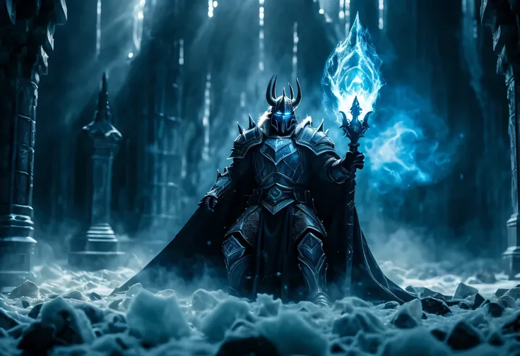 Demon World，lich king，magic movie lens，(movie light,Professional photography:1.5),magic movie scene，Magic movie special effects，Magical movie atmosphere，amazing movie effects，action movie clip，action movie scene，action movie special effects，action movie at...