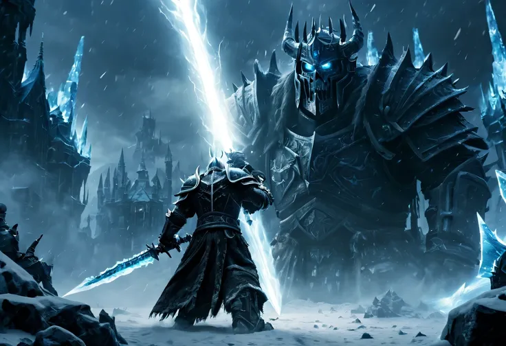 lich king，action movie clip，(Light:1.5),action scene，Action effects，Action atmosphere，Action effects，action shots，action scene，Action effects，Action atmosphere，Action effects