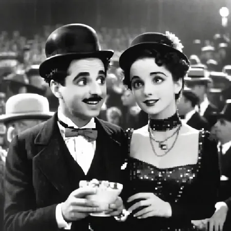 best quality,Super detailed,Old movie style,vintage cinematography,Charming black and white,grainy texture,classic movie scene,masterpiece:1.2,retro,The charm of old Hollywood,iconic silent film era,Charlie chaplin,comedy genius,Farce humor,timeless charm,...