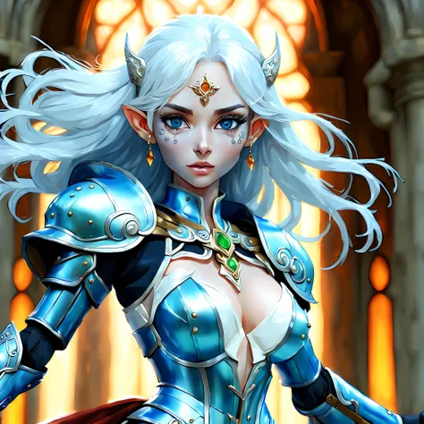 fantasy art, dnd art, RPG art, wide shot, (masterpiece: 1.4) a (portrait: 1.3) intense details, highly detailed, photorealistic, best quality, highres, portrait a female (fantasy art, Masterpiece, best quality: 1.3) ((blue skin: 1.5)), intense details faci...