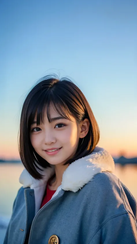 Best-quality, Masterpiece, Ultra-High-Resolution, (Photorealistic:1.4), Raw-Photo, 1girl, 15-years-old, the most popular Japanese idol, (((wearing winter-coat))), (((extremely cute face like the most famous Japanese aidol))), (((extremely beautiful big-bla...