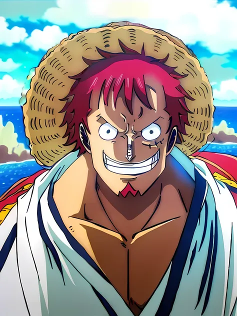 Remove the straw hat and show the background and top of characters hair