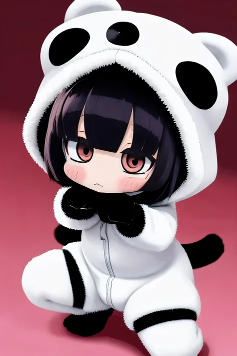 anime、Chibi girl wearing a panda costume、cute pose