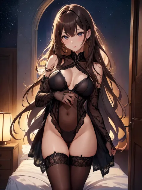 highest quality、Highest image quality、masterpiece、back angle、gravure shot、full body stockings、seen from behind、大きなbutt、back view、seductive model pose、Super beautiful beauty lying on her stomach((22 years old OL big bust、bust 100,beautiful long ironed hair、...