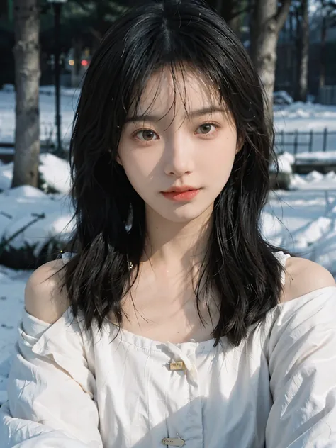 Film portrait photography, 2 girls, 2 girls,background:sun,sunny,twin,bare shoulders, Shoulder length wavy hair, Snow white down jacket,(Realistic and detailed eyes, natural skin texture, Realistic facial details),, depth of field, Bokeh, Vibrant details, ...