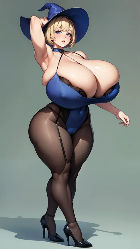 (highres, absurdres, 4k, 8k), (best quality, masterpiece:2), HDR, (highly rated, high aesthetic), highly detailed, hyperdetailed, full body, from side, bob cut, blonde hair, looking at viewer, blue eyes, thick lips, (top heavy, gigantic breasts:1.2), (thic...