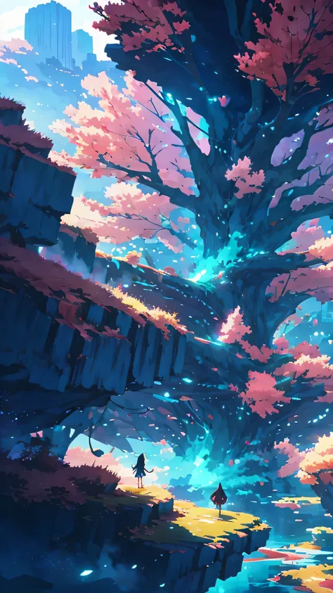 An anime girl standing on a rock、Looking at a starry sky, makoto shinkai cyril rolando, anime art wallpaper 4k, anime art wallpaper 4k, Anime art wallpaper 8k, by makoto shinkai, inspired by Cyril Rolando, in the style dan mumford artwork, amazing wallpape...