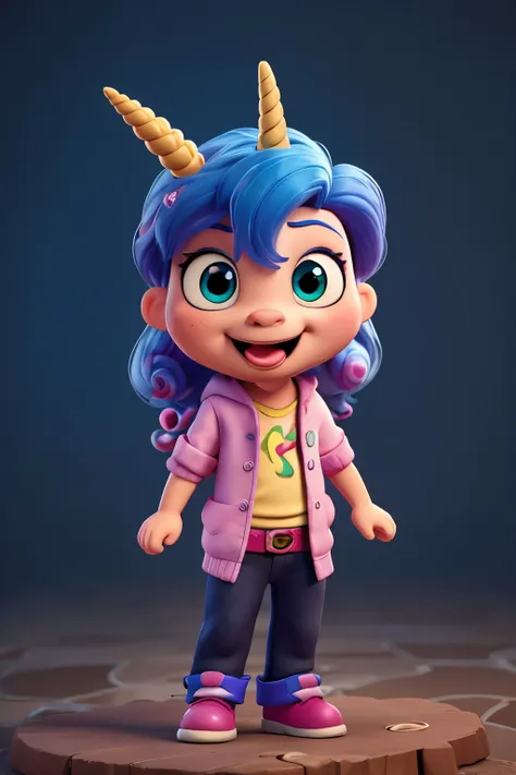 cartoon unicorn with blue hair and a black horn, ((showing tongue, tongue out, making a face))) unicorn, white unicorn, unicorn from the tusk movie, blue unicorn, a unicorn, 3 d cavalo pet shop, unicorns, unicorn horn, bonitinho digital art, bonitinho 3 d ...