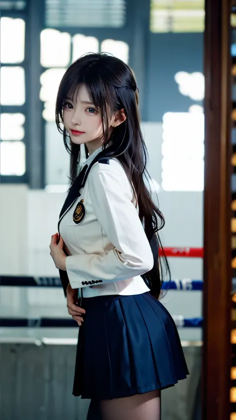 A group of beautiful girls in school uniforms boxing、Supermodel、group of beautiful girls、girl hitting a man、strong girl、blazer uniform、mini skirt、Army of girls vs guys、girls lynching a man、可愛い女の子たちが男をassault、assault、female dominance、bullying、女の子によるassault、...