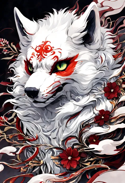 masterpiece, best quality,
no humans, flower, alone, looking at the audience, portrait, white fur, Heterochromia of the sclera, hairy