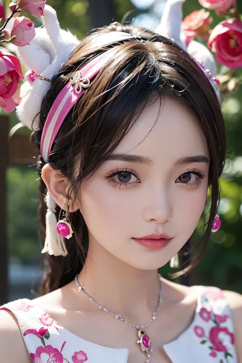 A Chinese internet celebrity, at the tender age of 20, brimming with allure and charm, bestows upon us her enchanting presence in the highest quality and intricately detailed realistic style. Her visage boasts a clear and flawless facial texture, captured ...