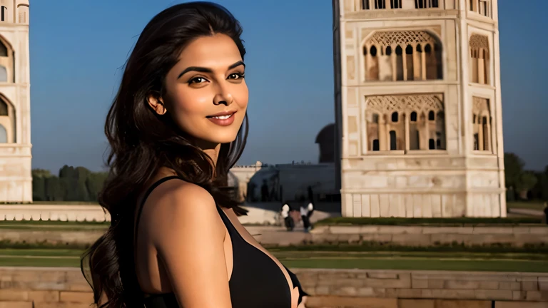 Agreeable, Plus size models, Indian princess in her 30s, my breasts are f cup, Very pretty, Standing in front of the Taj Mahal Lake, Wearing a black bra. She is prettier than Indian actress Deepika Padukone...... i have a big ass, This is a full body pictu...