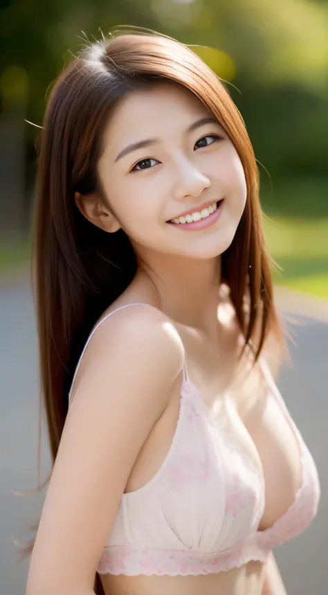 Japanese ),((beautiful girl)),cleavage,An expression that imagines something pleasant:1.2,(perfect body beauty:1.2),((perfect body)),(shy smile),beautiful teeth,