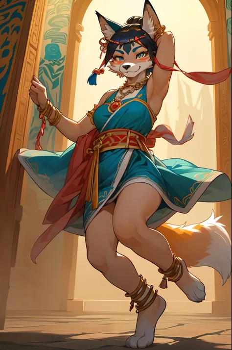 top quality, ancient Chinese beauty(highly detailed beautiful face and eyes)absurdres, perfect anatomy((beast woman, solo focus)) (((furry))) (furry anthro:1.7) ((((Furry body, fox facial features, fox body features)))) ((foxs muzzle, very detailed body fu...