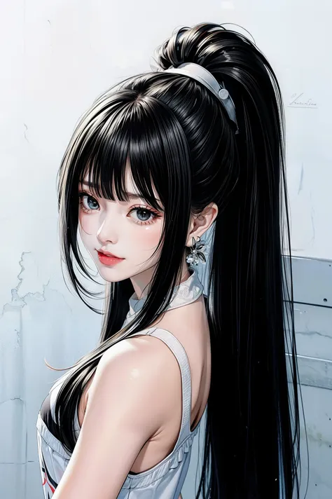 ((classic blunt bangs:1.1)),blunt bangs hairstyles, blunt bangs round face, blunt bangs korean, aesthetic korean bangs,  blunt c...