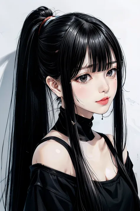 ((classic blunt bangs:1.1)),blunt bangs hairstyles, blunt bangs round face, blunt bangs korean, aesthetic korean bangs,  blunt c...