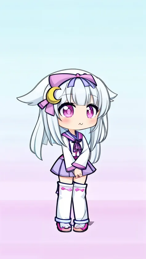 anime girl，pink eyes，Pink hat and white pants, Anime cute art style, anime chibi, chibi anime girl, chibi, chibi girl, 可爱的anime style, anime style, Gaimoyedre, chibi style, maintain vaginal position, anime style, anime style人物, anime art style, kawaii chib...