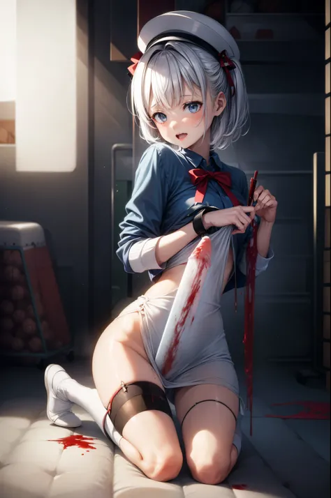 A cute and perverted girl a man and cut off his penis with a knife, causing blood to flow everywhere