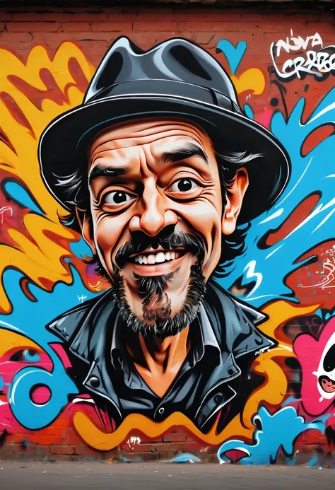 Graffiti caricatures,Mobile phone poster,whole picture, High resolution and high contrast,simple,