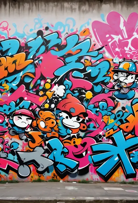 Graffiti漫画，Graffiti, wall,在wall上,whole picture, High resolution and high contrast,simple,merchandise