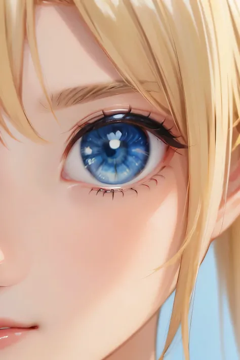 blonde and blue eyed girl、close up of face