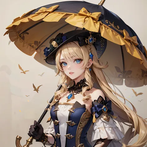 on the ship, holding an umbrella. the girl has beautifully detailed eyes and a kind smile on her face....... the ship is made in...