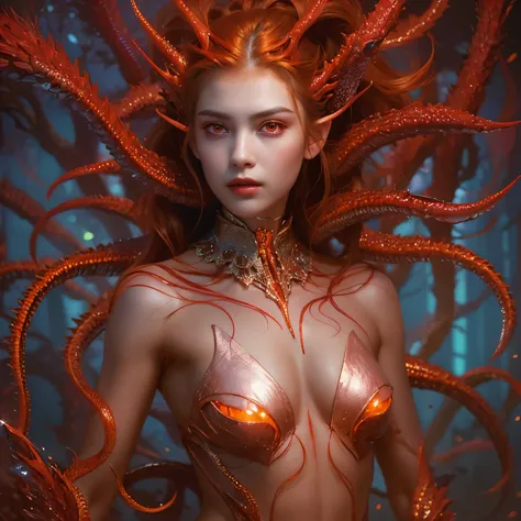 (1 female Alien: 1.2), With a beautiful, enchanting face, this alien seduces us with her allure. Her captivating red eyes gleam brightly, reminiscent of burning embers. Her full body is unlike any humans, boasting a sexy, otherworldly form. No humans are p...