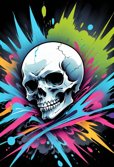 Graffiti漫画,Graffiti,whole picture, High resolution and high contrast,simple,Skull logo