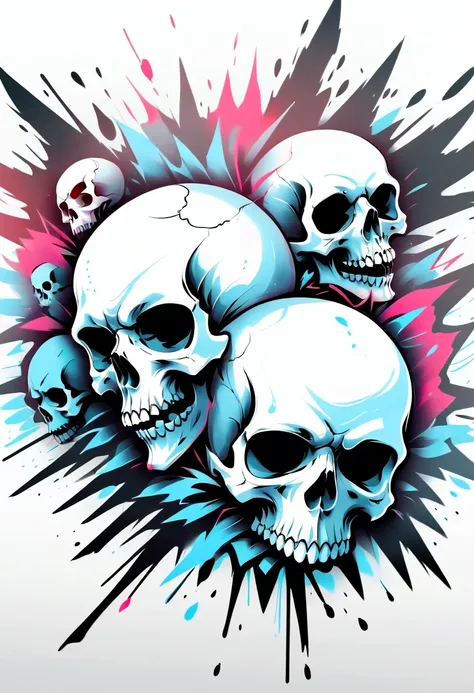 Graffiti漫画，Graffiti,whole picture, High resolution and high contrast,simple,Skull logo