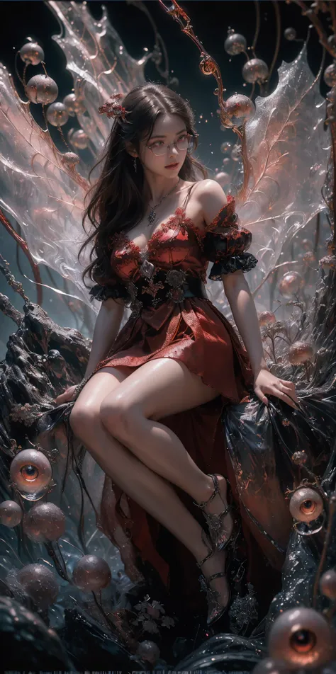 (The best illustrations)、realisitic、ultra-detailliert、The best lighting、Best Shadows、alluring succubus, ethereal beauty, perched on a cloud, (fantasy illustration:1.3), enchanting gaze, captivating pose, delicate wings, otherworldly charm, mystical sky, (L...