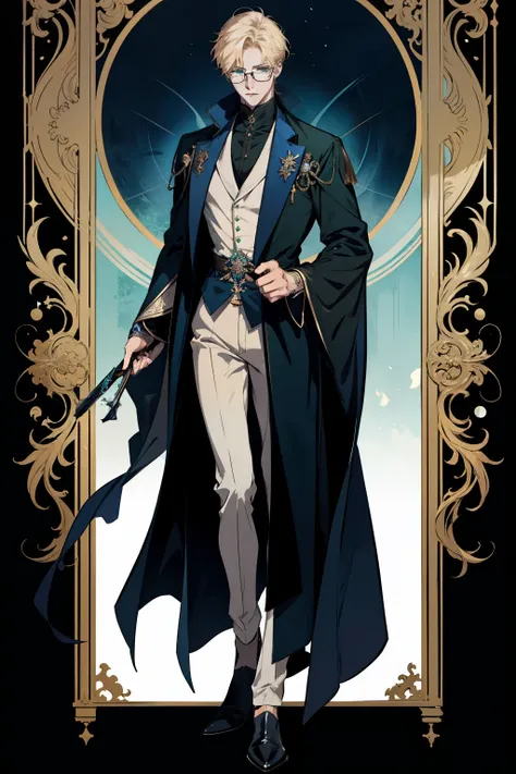 detailed 25 year old male face, handsome，tall and muscular boy, wearing fantasy formal clothing, beautiful androgynous prince, ((wearing aristocrat robe)), delicate androgynous prince, regal dark blue clothes, delicate androgynous prince, beautiful androgy...