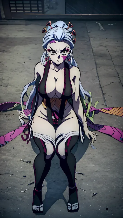 Deko from demon slayer, very big tits naked wearing long white socks and heels