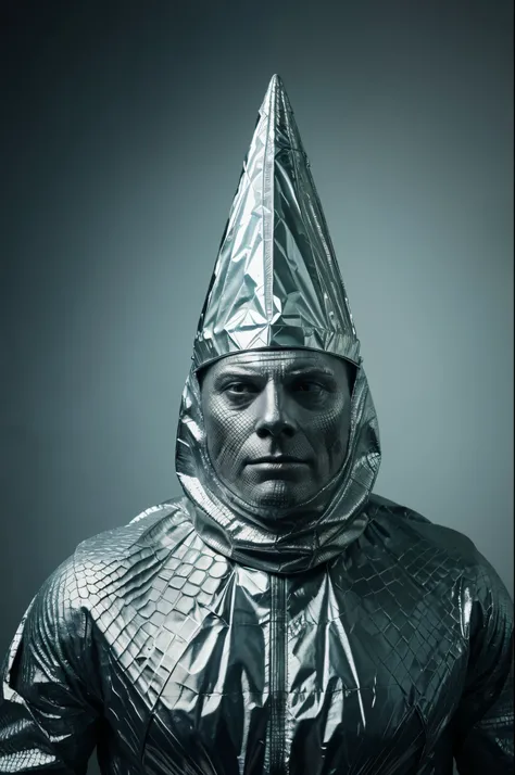 A beautiful high definition crisp portrait of old (reptile:1.2) American president, (tin foil cone on head:1.2), taken with a professional grade camera with exquisite color grading. Tags: best quality, high definition, crisp, portrait, old, (reptile:1.2), ...