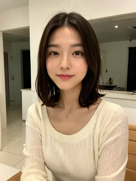 (highest quality、8k、32k、masterpiece、nffsw:1.2)、photo of cute japanese woman、short hair、taken in front of a white wall、crew neck、...