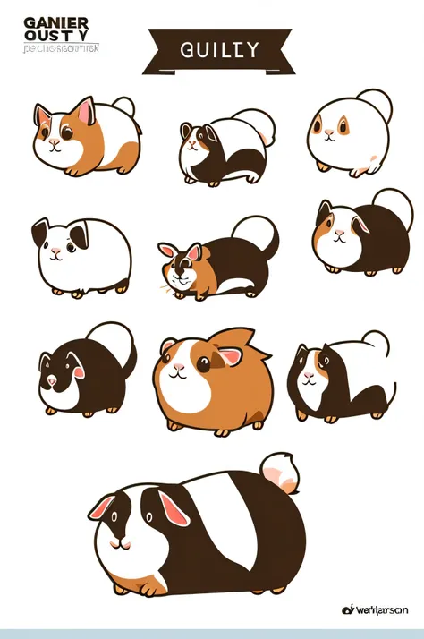 Generates a simple guinea pig illustration on a white background. Vector Design, cheerful guinea pig