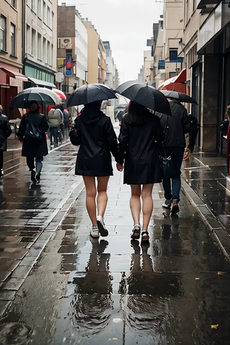 People walking on the street holding umbrellas