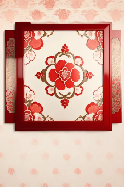 Close-up of red and white floral pictures, Chinese style pattern, plant, decorated with patterns, Decorative plates, decorated with opera motifs, chinoiserie wallpaper, wallpaper, wallpaper design, Very designed, new design, Decorated with Soviet motifs, f...