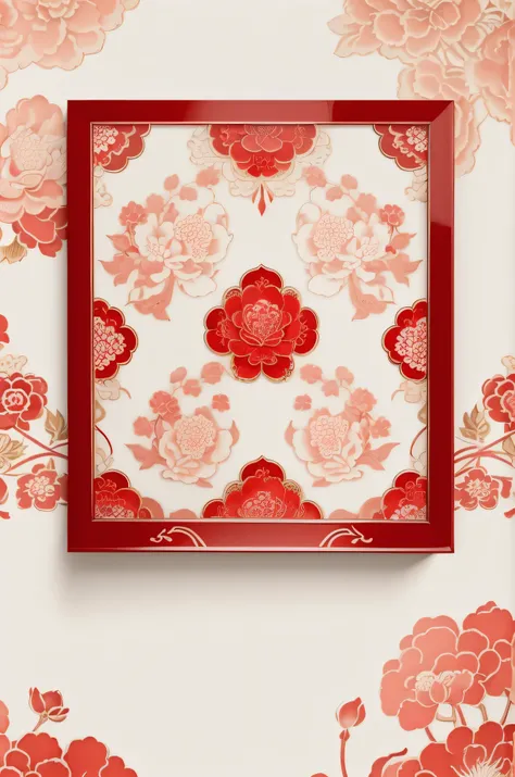 Close-up of red and white floral pictures, Chinese style pattern, plant, decorated with patterns, Decorative plates, decorated with opera motifs, chinoiserie wallpaper, wallpaper, wallpaper design, Very designed, new design, Decorated with Soviet motifs, f...