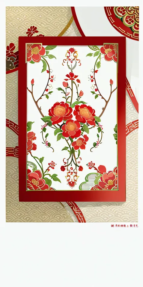 Close-up of red and white floral pictures, Chinese style pattern, plant, decorated with patterns, Decorative plates, decorated with opera motifs, chinoiserie wallpaper, wallpaper, wallpaper design, Very designed, new design, Decorated with Soviet motifs, f...