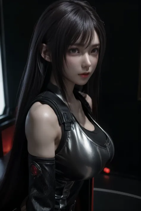 Masterpiece,Game art,The best picture quality,Highest resolution,8K,(A bust photograph),(Portrait),(Head close-up),(Rule of thirds),Unreal Engine 5 rendering works,(Digital Photography),
20 year old girl,Short hair details,With long bangs,The red eye makeu...