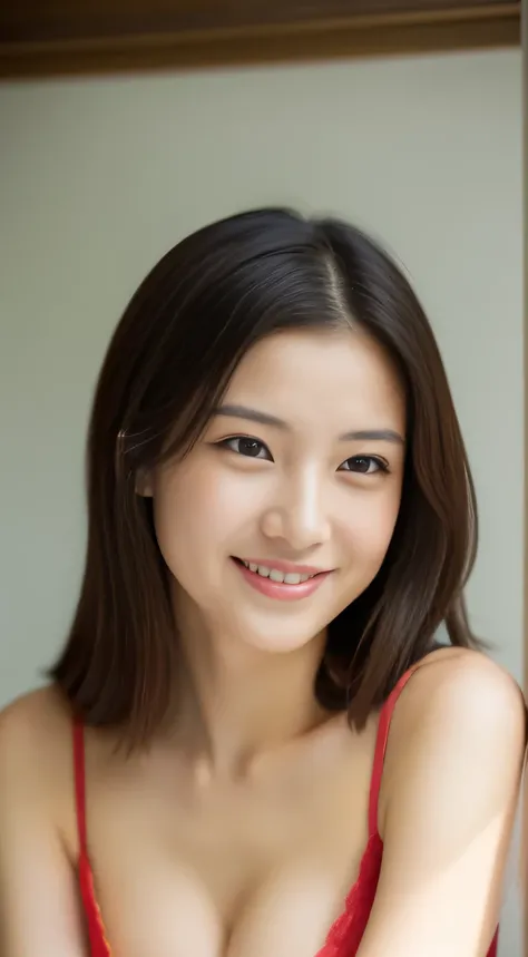 Japanese ),((beautiful girl)),cleavage,An expression that imagines something pleasant:1.2,(perfect body beauty:1.2),((perfect body)),(shy smile),beautiful teeth,