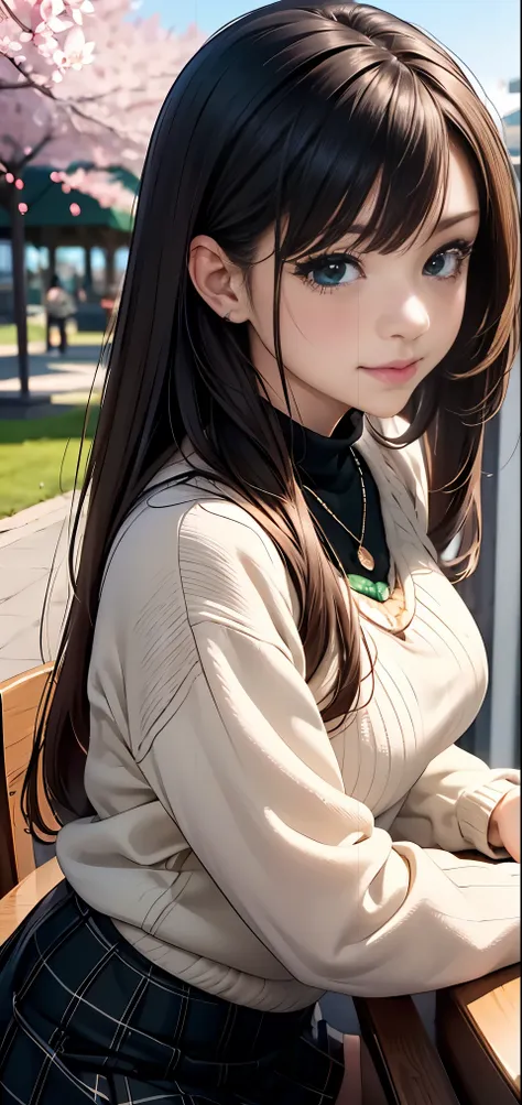 ((table top, highest quality, High resolution, nffsw, perfect pixel, Depth of written boundary, 4k, nffsw, nffsw))), 1 girl, single, alone, beautiful anime girl, beautiful art style, anime character, ((long hair, bangs, brown hair)), ((green eyes:1.4, roun...