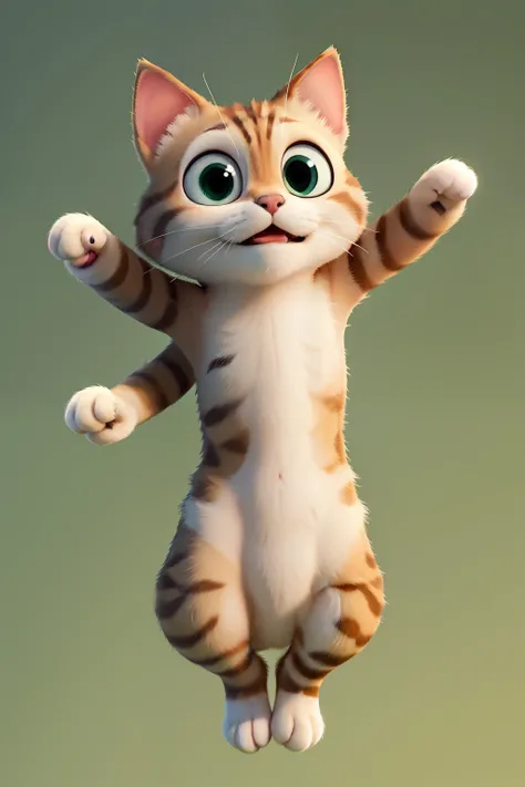 cute cat
 cartoon Jumping
 with a green background